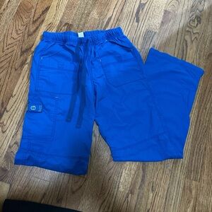 WonderWink Royal Blue Cargo Scrub Pants with Drawstring Waist